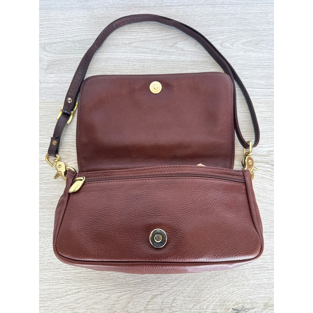 Libaire Classic East West Brown Petite Flap Card Organizer Purse Crossbody Bag - Picture 3 of 12